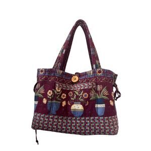 Vintage Quilted Floral Tote Bag Purse • Patchwork Boho Cottagecore Handbag